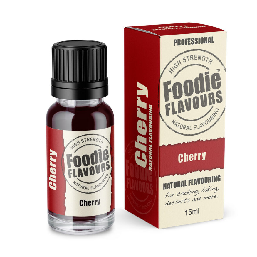 cherry natural flavouring bottle and box