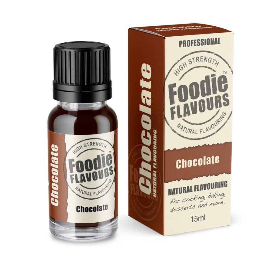 chocolate natural flavouring bottle and box