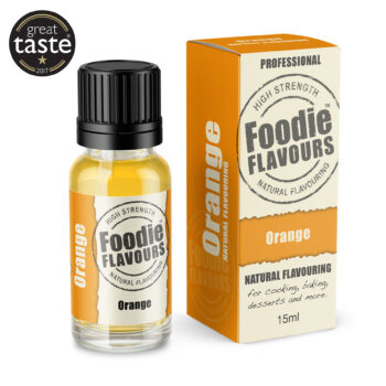 orange natural flavouring bottle and box