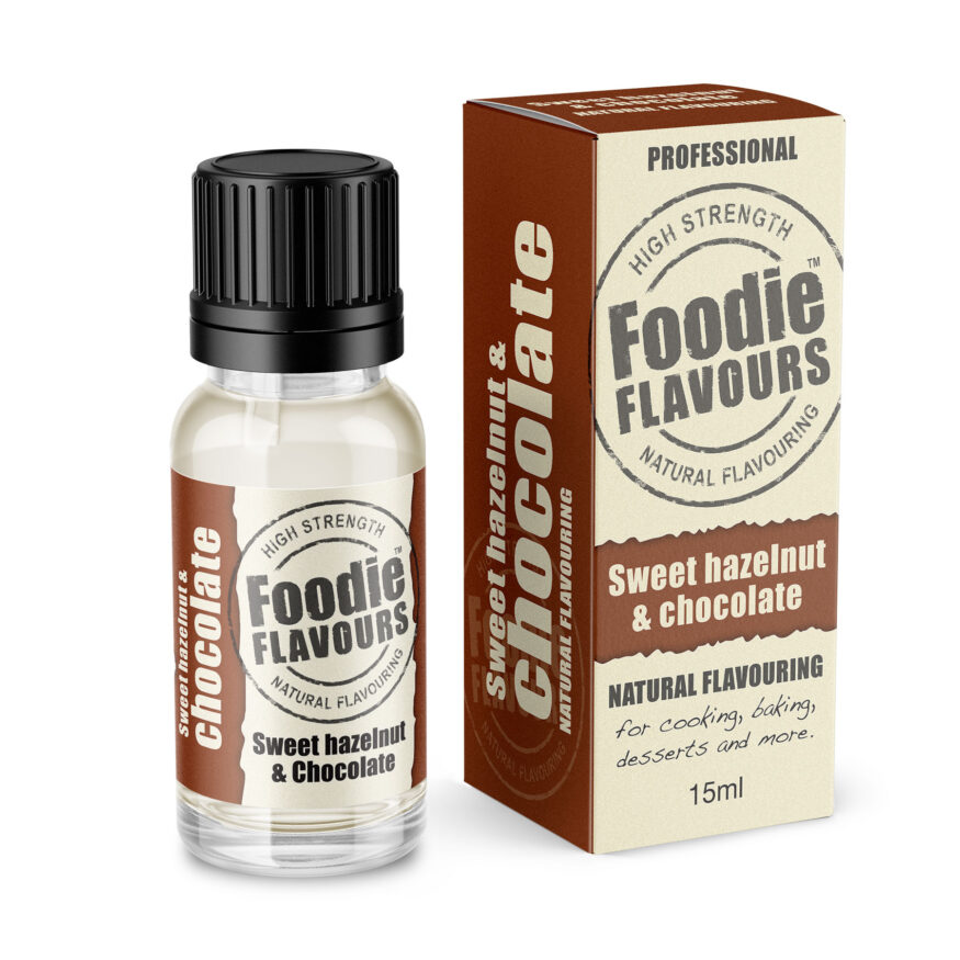 sweet hazelnut & chocolate natural flavouring bottle & box