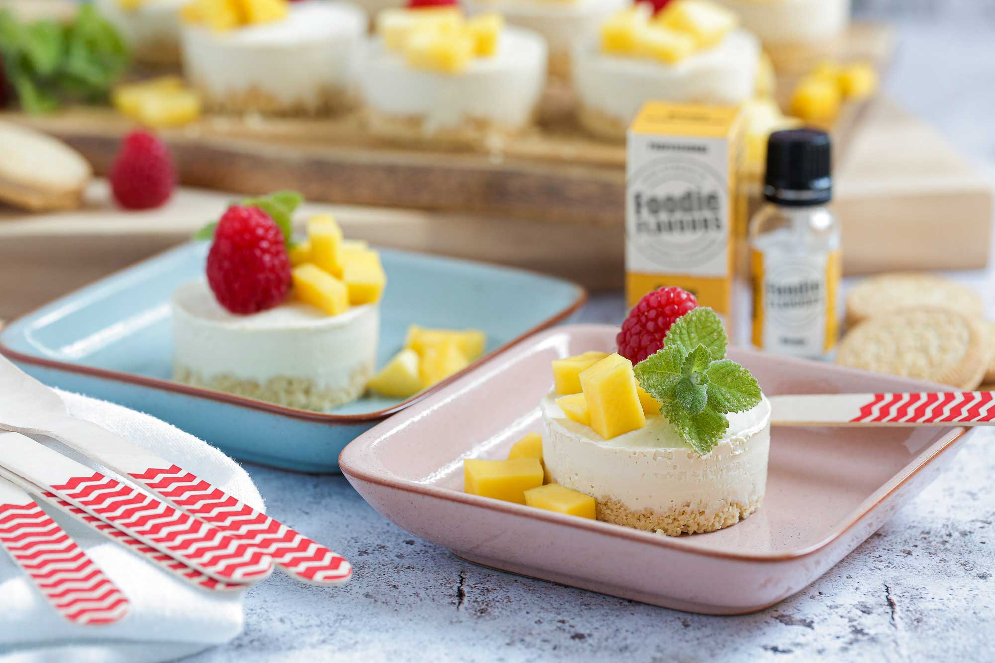 Vegan No-Bake Mango Cheesecakes