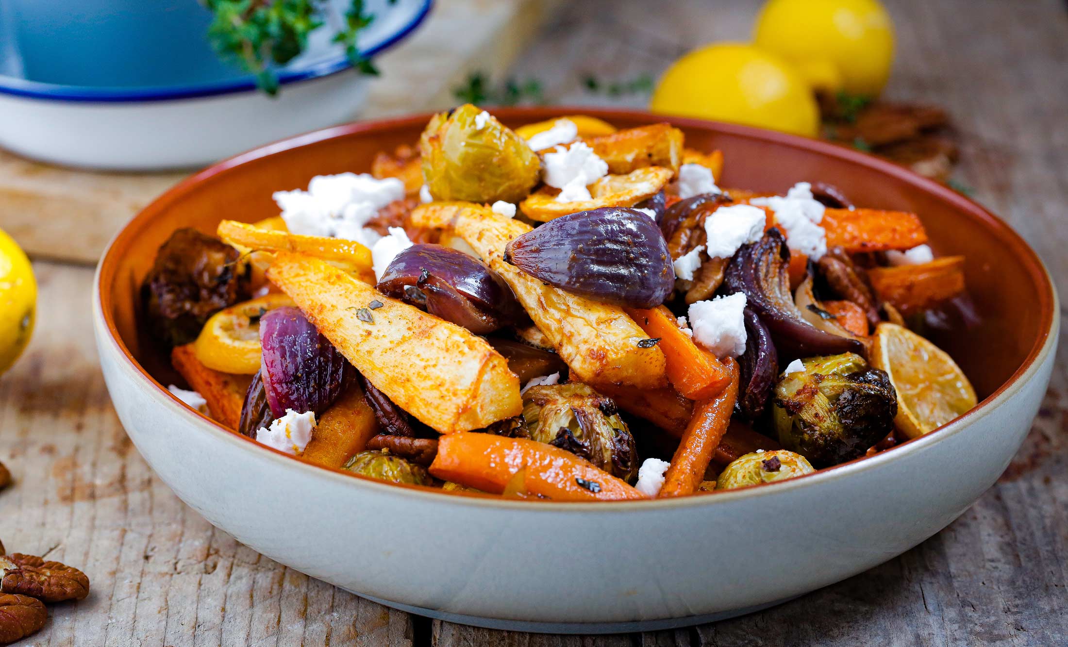 Honey Roast Root Veggies with Lemon and Thyme