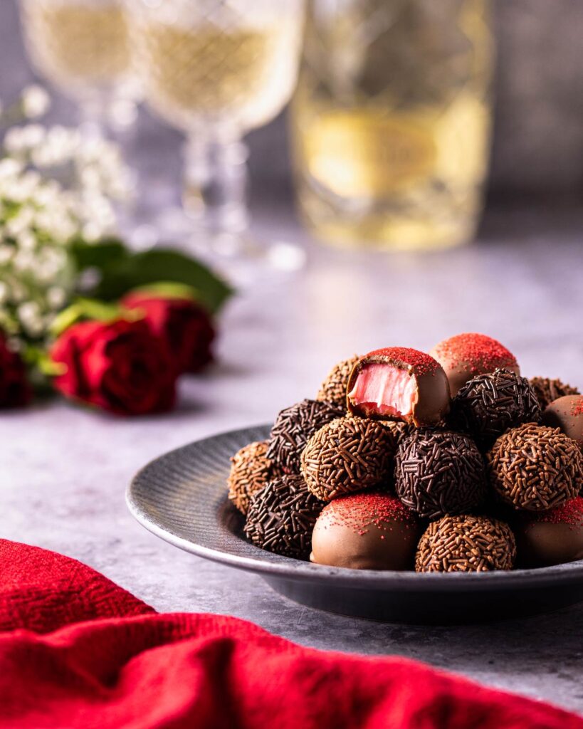 Rose & Prosecco flavoured chocolate truffles