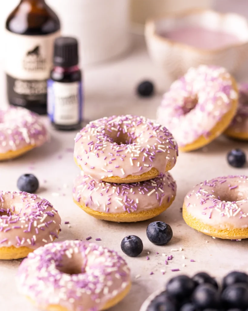 Blueberry flavoured doughnuts. Blueberry Natural Flavouring