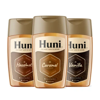 Huni Bundle, Caramel, Vanilla and Hazelnut flavoured coffee syrups