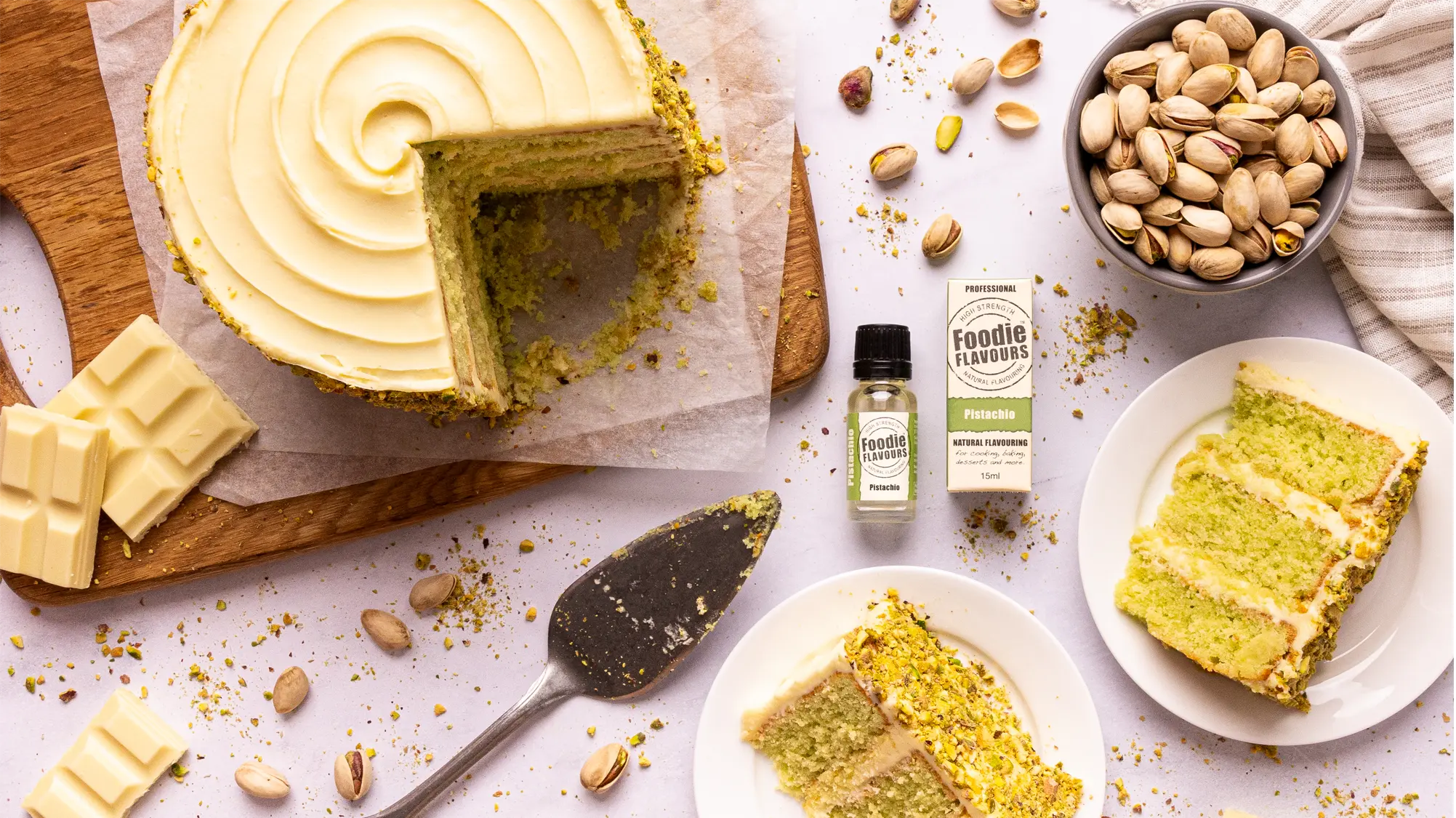 Pistachio & White Chocolate Cake