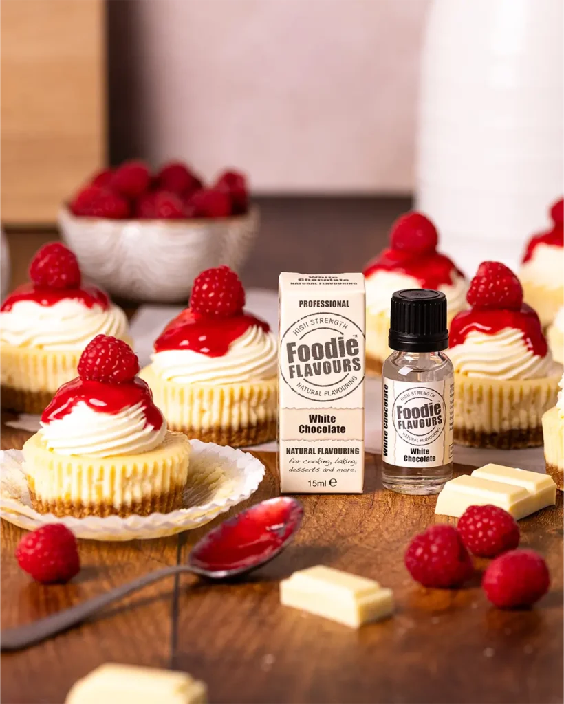 white chocolate flavoured mini cheesecakes.